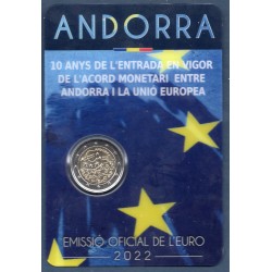 2 euros commémorative Andorre 2022 Accord monétaire piece de monnaie €