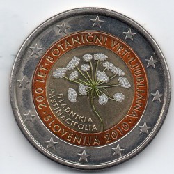 2 euros commémorative Slovénie colorisée 2010 jardin botanique de Ljubljana  pièce de monnaie €