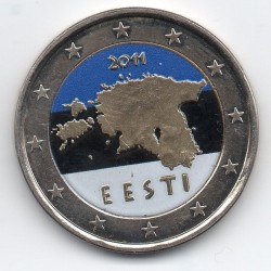 Pièce de 2 Euro Estonie 2011 colorisée