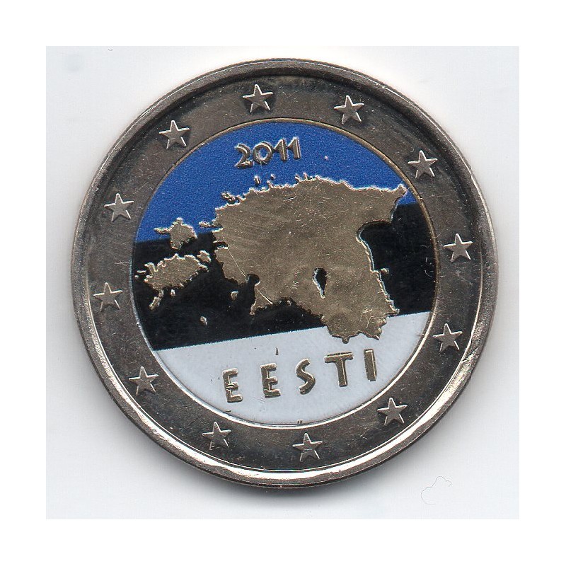 Pièce de 2 Euro Estonie 2011 colorisée