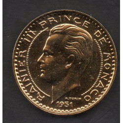 Monaco Rainier III 20 francs 1951 plaquée or, Gad 140 pièce de monnaie