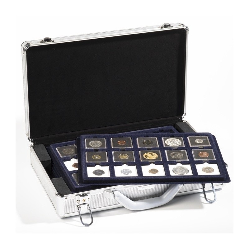 Valisette numismatique CARGO L 6, pour 90 capsules Quadrum, 6 plateaux inclus