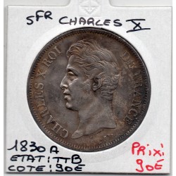 5 francs Charles X 1830 A Paris TTB+, France pièce de monnaie
