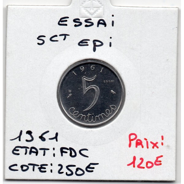 essai 5 centimes Epi 1961 FDC, France pièce de monnaie