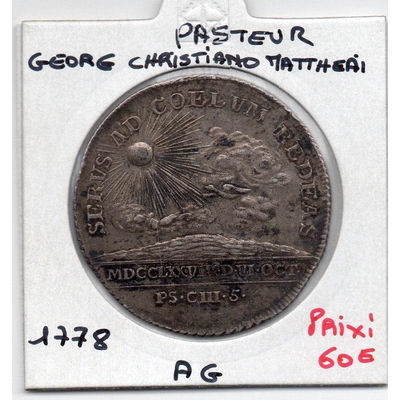 Jeton Docteur Pasteur Georg Christiano Matthaei 1778 argent