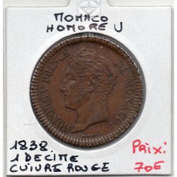 Monaco Honore V 1 Décime 1838 MC TTB+, Gad 105 pièce de monnaie