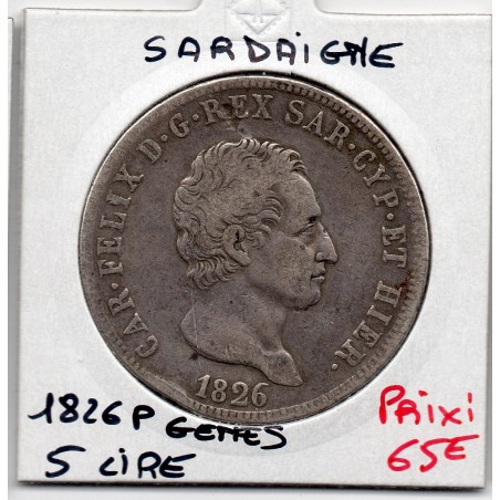 Italie Sardaigne 5 lire 1826 P Gênes TTB, KM 116.2 pièce de monnaie