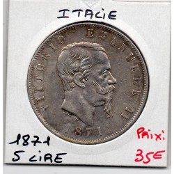 Italie 5 Lire 1871 M BN Sup-,  KM 8 pièce de monnaie