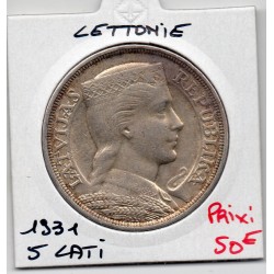 Lettonie 5 lati 1931 Sup, KM 9 pièce de monnaie