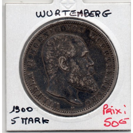 Wurtemberg 5 Mark 1900 TTB+ KM 632 pièce de monnaie