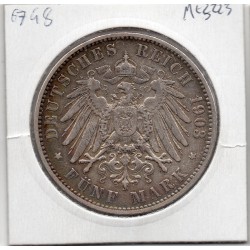 Hambourg 5 mark 1903 Sup- KM 610 pièce de monnaie