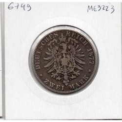 Saxe Albertine 2 mark 1877 TB+ KM 1238 pièce de monnaie