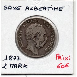 Saxe Albertine 2 mark 1877 TB+ KM 1238 pièce de monnaie