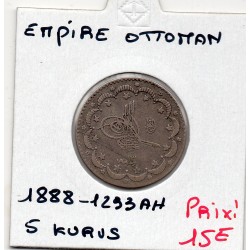 Empire Ottoman 5 Kurus 1293 AH an 13 - 1888 TB+, KM 737 pièce de monnaie