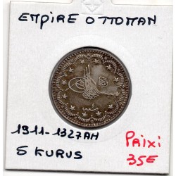 Empire Ottoman 5 Kurus 1327 AH an 4 - 1911 Sup, KM 750 pièce de monnaie