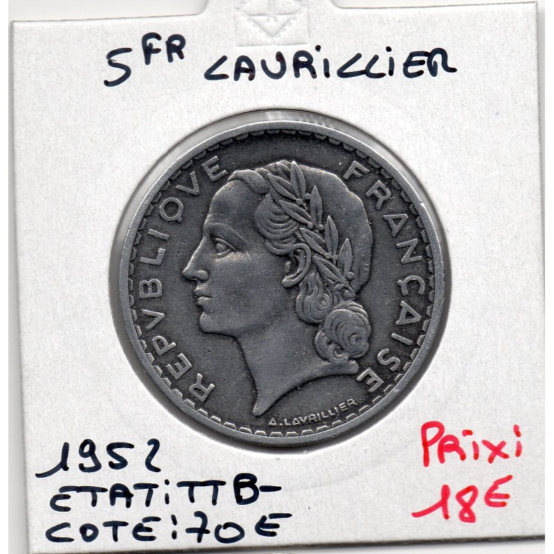 5 francs Lavrillier 1952 TTB-, France pièce de monnaie