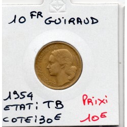10 francs Coq Guiraud 1954 TB, France pièce de monnaie