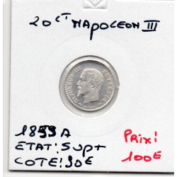 20 centimes Napoléon III tête nue 1859 A Paris Sup+, France pièce de monnaie