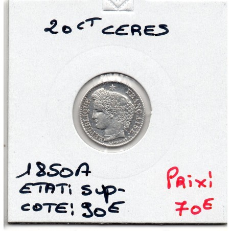 20 centimes Cérès 1850A Paris Sup-, France pièce de monnaie