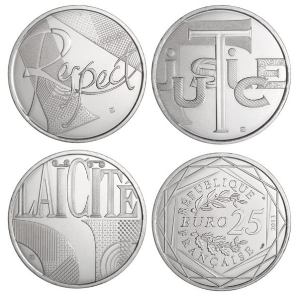 25 euro argent valeurs de la république 2013 Justice respect laïcité