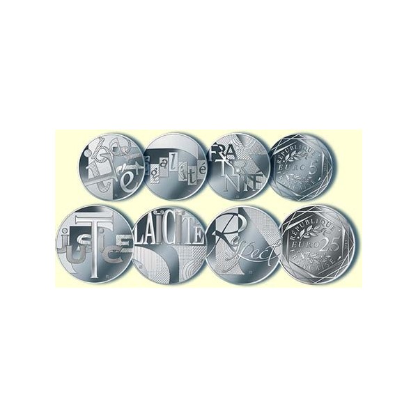 Euro argent valeurs de la république 2013 liberté égalité fraternité Justice respect laïcité
