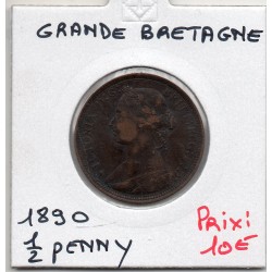 Grande Bretagne 1/2 Penny 1890 TTB+, KM 754 pièce de monnaie