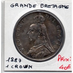 Grande Bretagne 1 crown 1887 TTB net, KM 765 pièce de monnaie