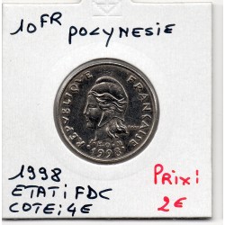 Polynésie Française 10 Francs 1998 FDC, Lec 84c pièce de monnaie