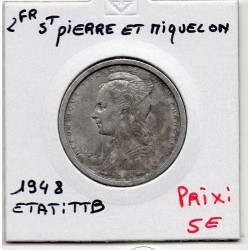 Saint-Pierre et Miquelon, 2 francs 1948 TTB, Lec 8 pièce de monnaie