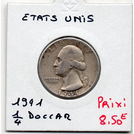 Etats Unis Quarter ou 1/4 Dollar 1941 TTB, KM 164 pièce de monnaie