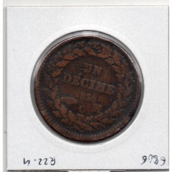 Monaco Honore V 1 Décime 1837 MC TB, Gad 105 pièce de monnaie