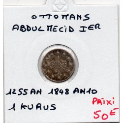 Empire Ottoman 1 Kurus 1255 AH an 10 - 1848 Sup+, KM 671 pièce de monnaie