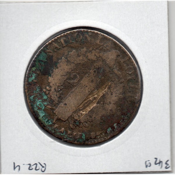 2 Sols Constitution Louis XVI 1792 W. Arras B-, France pièce de monnaie