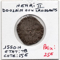 Douzain aux croissants Henri II  (1550 H) LA Rochelle pièce de monnaie royale