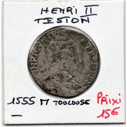 Teston 1er type Toulouse Henri II  (1555 M) Buste D pièce de monnaie royale