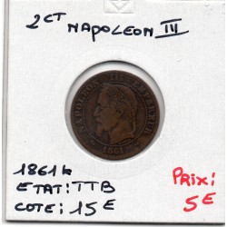 2 centimes Napoléon III tête laurée 1861 K Bordeaux TTB, France pièce de monnaie