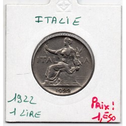 Italie 1 Lire 1922 TTB,  KM 62 pièce de monnaie