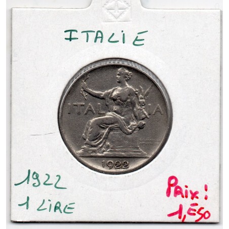 Italie 1 Lire 1922 TTB,  KM 62 pièce de monnaie