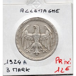 Allemagne 3 mark 1924 A, TTB KM 43 pièce de monnaie