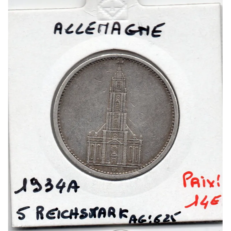 Allemagne 5 reichsmark 1934 A, TTB KM 83 pièce de monnaie Allemagne 5 reichsmark 1934 A, TTB KM 83 pièce de monnaie