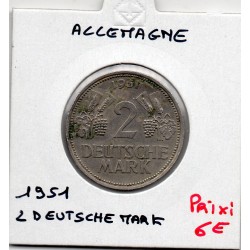 Allemagne RFA 2 deutche mark 1951 D, TTB KM 111 pièce de monnaie