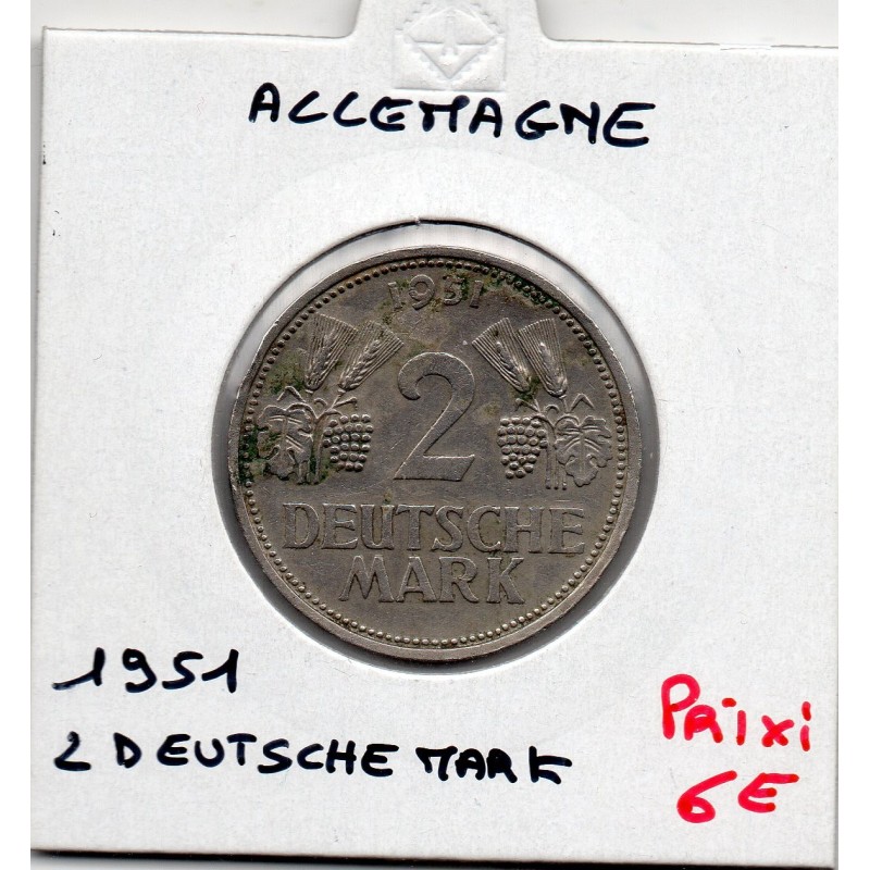 Allemagne RFA 2 deutche mark 1951 D, TTB KM 111 pièce de monnaie