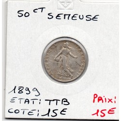 50 centimes Semeuse Argent 1899 TTB, France pièce de monnaie