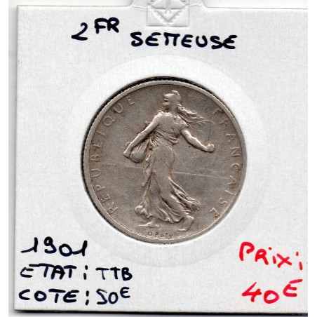 2 Francs Semeuse Argent 1901 TTB, France pièce de monnaie