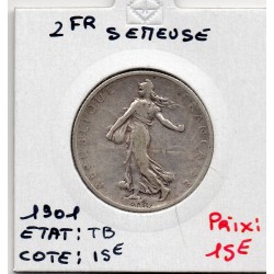 2 Francs Semeuse Argent 1901 TB, France pièce de monnaie