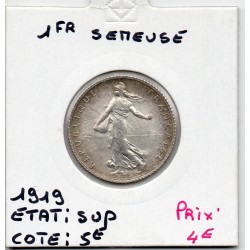 1 franc Semeuse Argent 1919 Sup, France pièce de monnaie