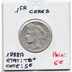 1 Franc Cérès 1888 TB+, France pièce de monnaie