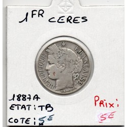 1 Franc Cérès 1887 TB, France pièce de monnaie