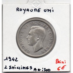 Grande Bretagne 2 Shillings 1942 TTB, KM 855 pièce de monnaie