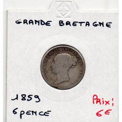 Grande Bretagne 6 pence 1859 B, KM 733  pièce de monnaie